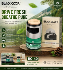 Black Odor Premium Liquid Car Air Freshener with Wooden Top