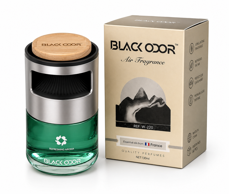 Black Odor Premium Liquid Car Air Freshener with Wooden Top