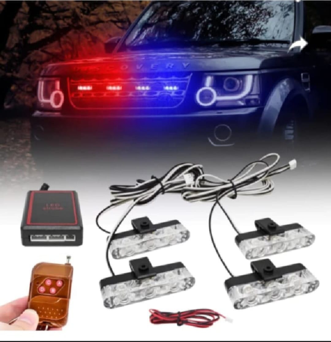 4 LED Car Grill Strobe Flash Light